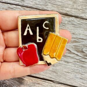 Teaching Brooch Teacher Pin Chalkboard Brooch Teacher Gift ABC Jewelry